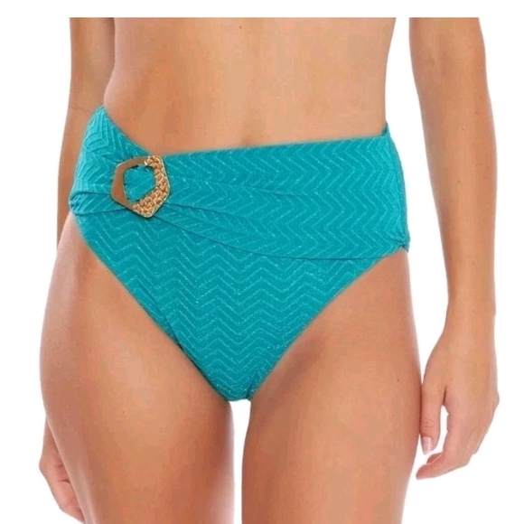 Trina Turk Other - Trina Turk Swim Spa Collection Hi Waist Bikini Bottom Teal Women's Size 10 NWT